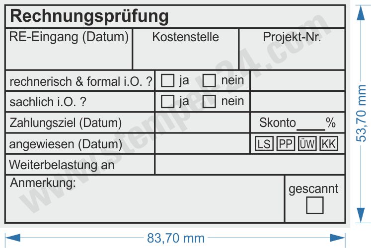 Muster Kontierungsstempel Projektnummer Kostenträger Muster Kontierungsstempel Projektnummer Kostenträger