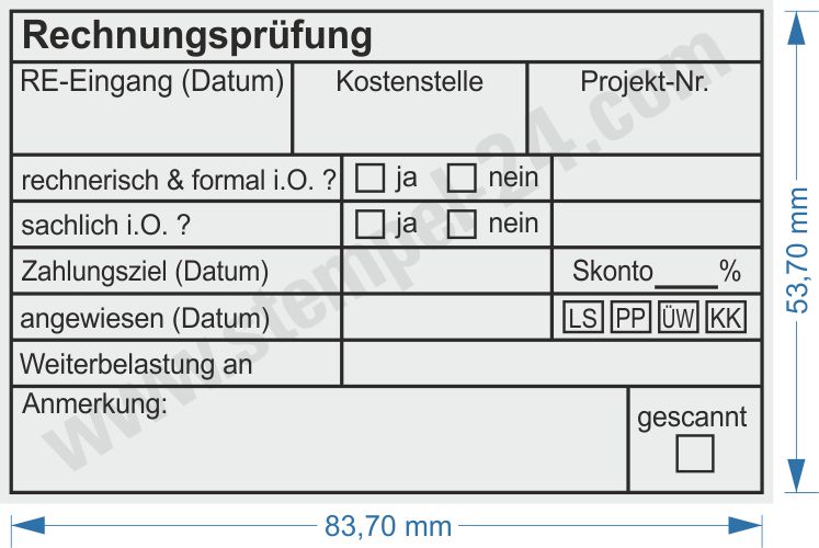 Muster Kontierungsstempel Projektnummer Kostenträger