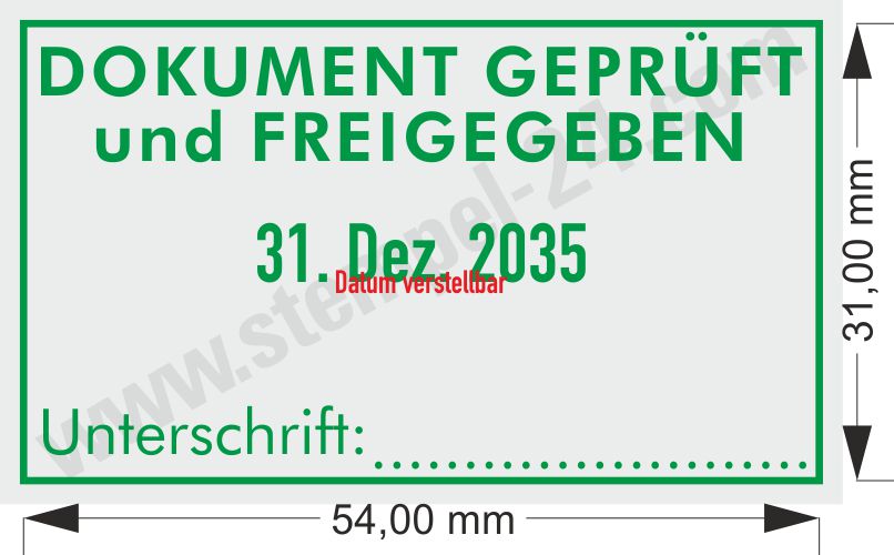 DOKUMENT GEPRÜFT und FREIGEGEBEN Abdruck Grün