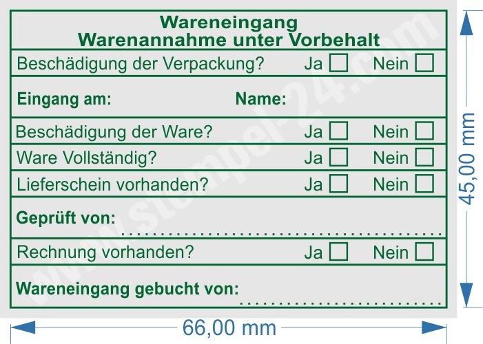 Stempelabdruch grün Wareneingang gebucht von