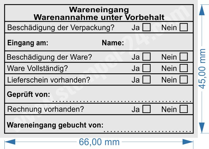 Stempel Wareneingang gebucht von