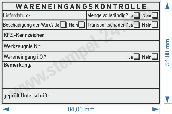 Muster Warenkontrollstempel nach Din ISO 9001