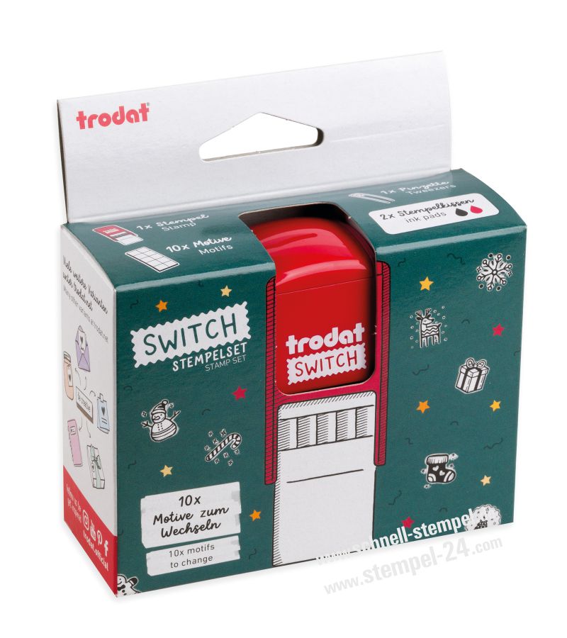 Stempel Weihnachtsset Trodat Switch Rot Verpackung
