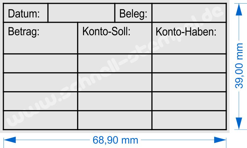 Kontierungsstempel-Buchhaltungsstempel-Buchungsstempel-Datum-Beleg-Betrag-Sollkonto