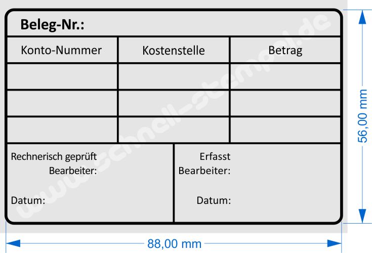 Holzstempeltempel-Kontierungsstempel-Konto-Kostenstelle-Betrag