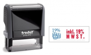 4912 Trodat Office Printy inkl. 19% MWST. mit roten Schriftzug und blauen Symbol