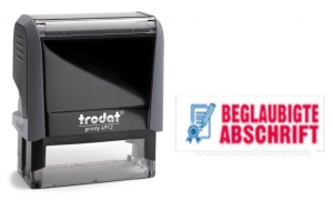 4912 Trodat Office Printy BEGLAUBIGTE ABSCHRIFT mit roten Schriftzug und blauen Symbol