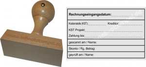 Holzstempel 60x90 Rechnungsstempel Rechnungseingangsdatum Kostenstelle Kreditor