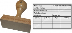 Holzstempel 60x90 Rechnung Weiterbelastung gebucht