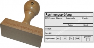 Holzstempel Rechnungsprüfung Kreditor -Abdruckgröße 47,5 x 78 mm