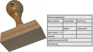 Holzstempel Rechnungsprüfung Bauvorhaben -Abdruckgröße 47 x 68 mm