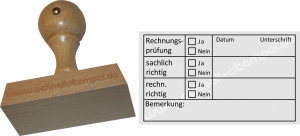 Holzstempel Buchhaltungsstempel Rechnungsprüfung -Abdruckgröße 38 x 67 mm