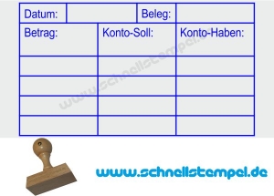 Holzstempel Buchung Beleg Betrag Konto-Soll Konto Haben -Abdruckgröße 39 x 69 mm