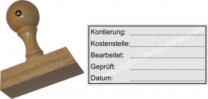 Holzstempel Kontierung Kostenstelle Bearbeitet -Abdruckgröße 29 x 59 mm