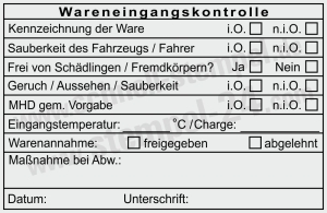 Stempel Warenannahme Lebensmittelkontrolle Charge • 5211