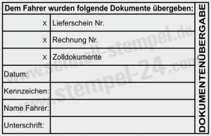 Stempel Dokumentenübergabe Lieferschein Rechnung Zolldokumente • 5211 •