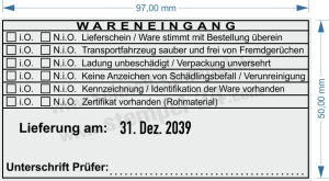 Wareneingangstempel Kennzeichnung Zertifikat • 54120