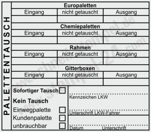 Stempel Palettentausch Chemiepaletten Europaletten Gitterboxen | 5212