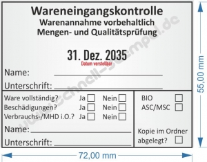 54120 Stempel Wareneingangskontrolle Mengen Qualitätsprüfung ASC / MSC