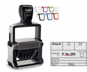 Buchungsstempel Beleg-Nummer Soll-Konto Haben-Konto gebucht • Trodat Professional 5474 •