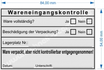 Stempel Wareneingangskontrolle Lagerartikel Ware verpackt aber nicht kontrollierbar entgegengenommen • Trodat 5211