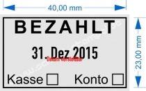 Stempel Bezahlt Kasse Bar •5430