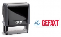 4912 Trodat Office Printy GEFAXT mit roten Schriftzug und blauen Symbol