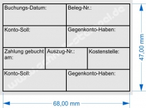 Holzstempel Buchung Datum Gegenkonto Kostenstelle -Abdruckgröße 47 x 68 mm