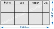 Holzstempel Buchung Betrag Soll Haben Umsatzsteuer -Abdruckgröße 34 x 69 mm