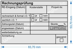 Stempel Rechnungsprüfung Rechnungseingang Kostenstelle Projektnummer 5211