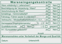 Stempel Wareneingangskontrolle Temperatur Sauberkeit Palettentausch • 5212 •
