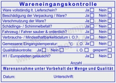 Stempel Wareneingangskontrolle Temperatur Sauberkeit Palettentausch • 5212 •