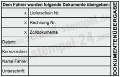 Stempel Dokumentenübergabe Lieferschein Rechnung Zolldokumente • 5211 •