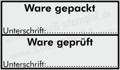 Stempel Ware gepackt - Ware geprüft - 5200