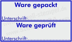 Stempel Ware gepackt - Ware geprüft - 5200