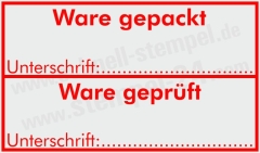 Stempel Ware gepackt - Ware geprüft - 5200
