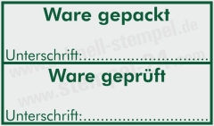 Stempel Ware gepackt - Ware geprüft - 5200