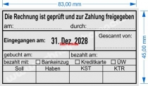 54110 Trodat Buchungsstempel Rechnung ist geprüft und zur Zahlung freigegeben, bezahlt mit Bankeinzug, Kreditkarte, Überweisung.