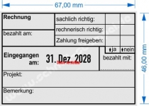 Buchungsstempel Rechnung bezahlt am eingegangen am bezahlt mit Projekt Bemerkung • Trodat Professional 5480 •