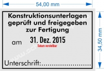 5474 Trodat Professional Konstruktionsunterlagen geprüft und freigegeben zur Fertigung mit Datum verstellbar