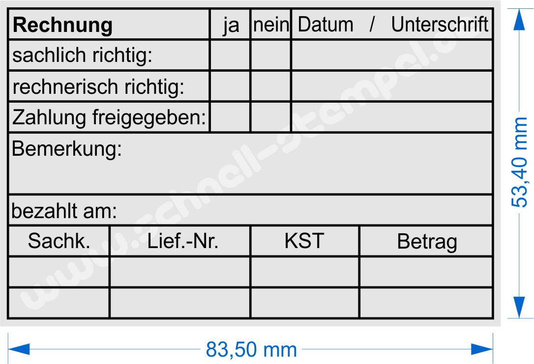 Muster Rechnungsstempel sachlich rechnerisch richtig freigegeben