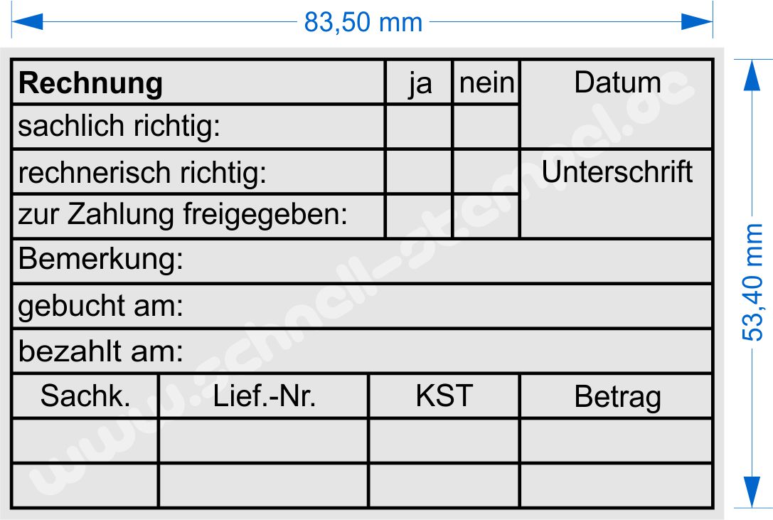 Buchungssstempel-Rechnung-sachlich-richtig-rechnerisch-richtig-Zahlungfreigegeben-Bemerkung-Datum-Unterschrift-gebucht-bezahlt-Sachkonto-Lieferantennummer-Kostenstelle-Betrag