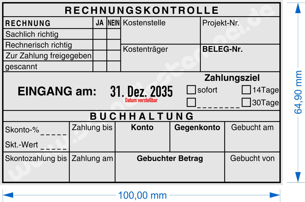 Muster Kontierungsstempel Rechnungskontrolle Buchhaltung