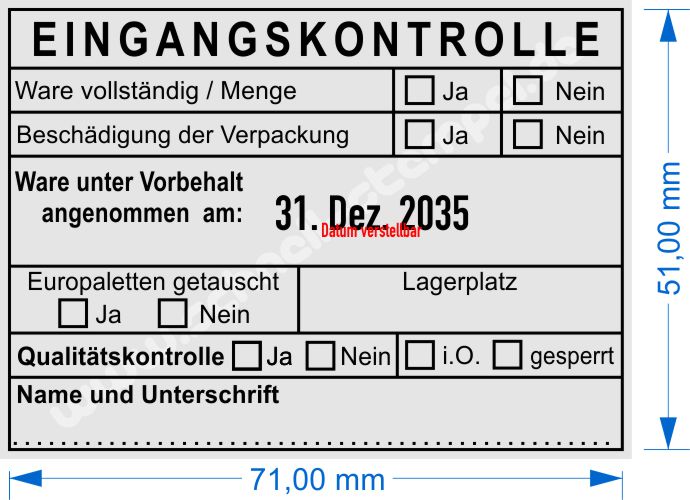Stempel Eingangskontrolle