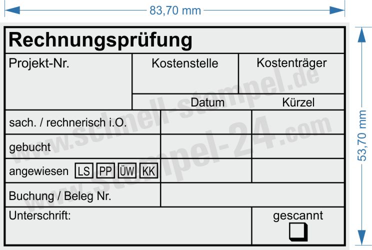 Muster Kontierungsstempel Projektnummer Kostenstelle Kostenträger