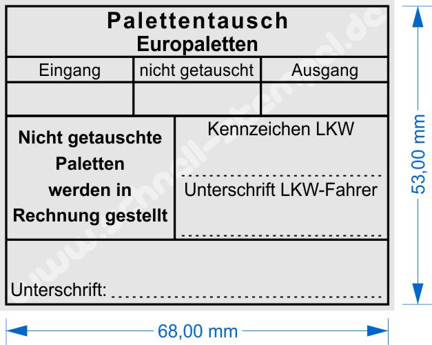 Muster Stempel Europalettentausch Fehlende Paletten in Rechnung gestellt