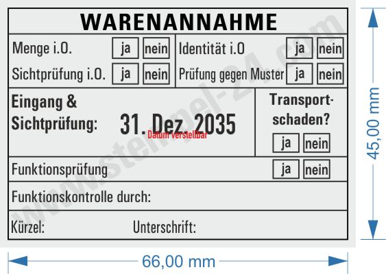 Stempel Warenannahme Funktionsprüfung-Sichtprüfung