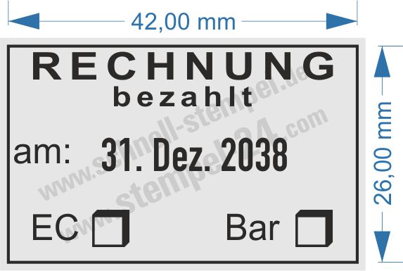 Stempel Rechnung bezahlt mit EC-Karte oder Bar