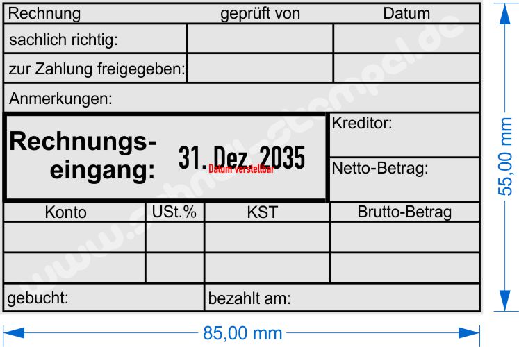 Buchungsstempel Rechnungseingang Zahlung geprüft Konto Kostenstelle