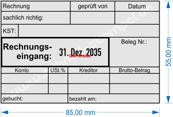 Stempel Buchungsstempel Rechnungseingang Kostenstelle gebucht